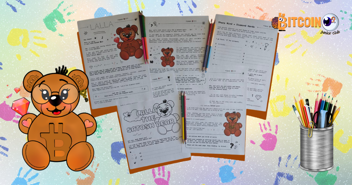 LaLLA the Satosh Bear, free pages to print at home - bitcoin for kids - by by Selale Malkocoglu aka AZA_21m