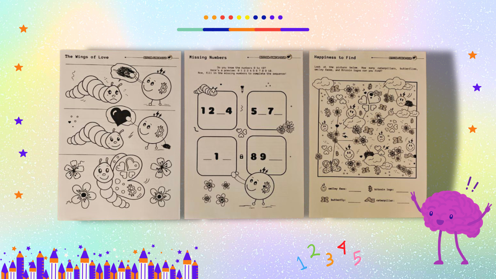 Bitcoin Junior Club - Creative Pages, free printables for kids ; Emotions and Numbers by Selale Malkocoglu aka AZA_21m