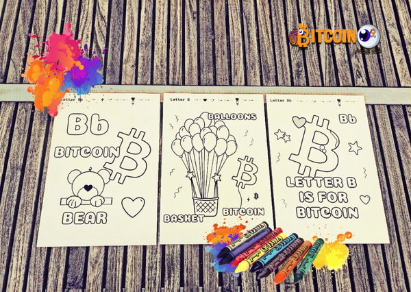 Bitcoin Junior Club, Coloring Pages for Toddlers and Kids, Letter Bb